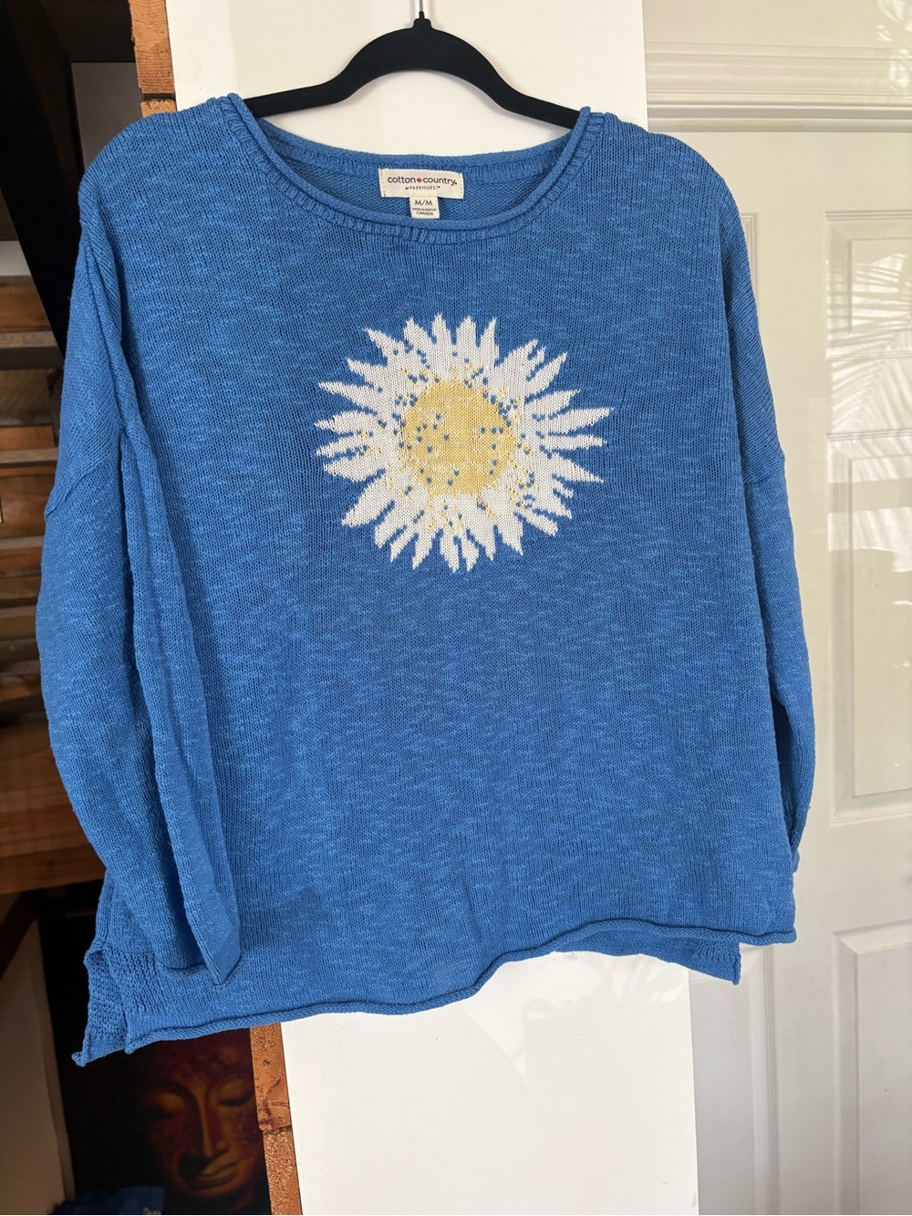 Girls' Blue Daisy Pullover Sweater